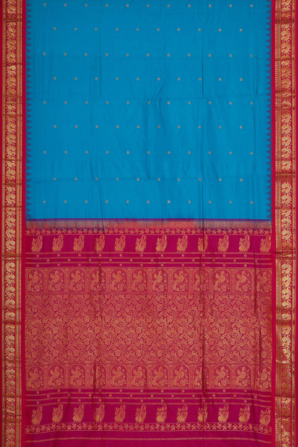 Image of Narayanpet Silk Sky Blue Saree